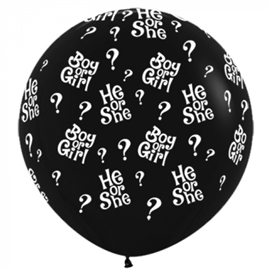 Balloon 90Cm Black He Or She ? - Uninflated