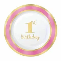 1st Birthday Girl Plate Snack 10/Pk 430621
