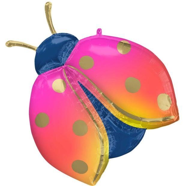 BALLOON FOIL 32 COLOURFUL LADY BUG UNINFLATED