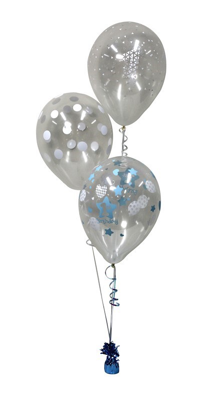 Balloon Arrangement 1St Birthday Boy 3 Clear Balloons 106
