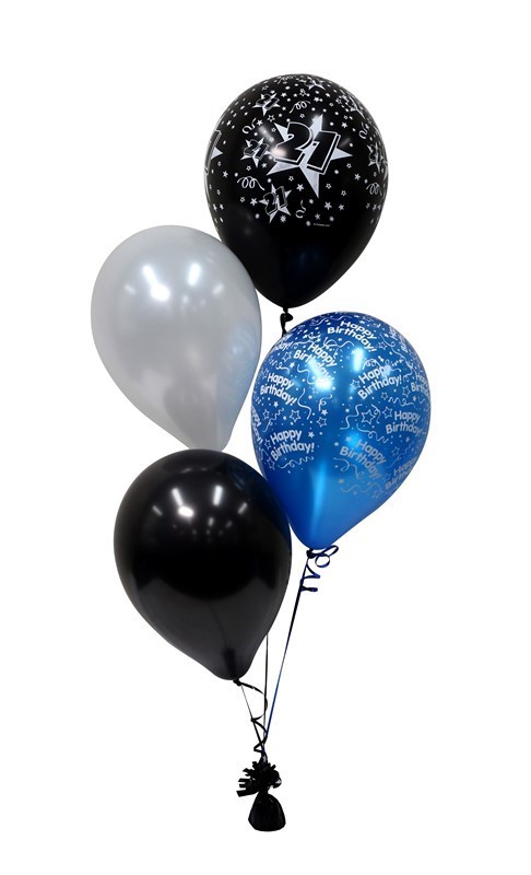 Balloon Arrangement 21St Birthday Boy 4 Balloons 134