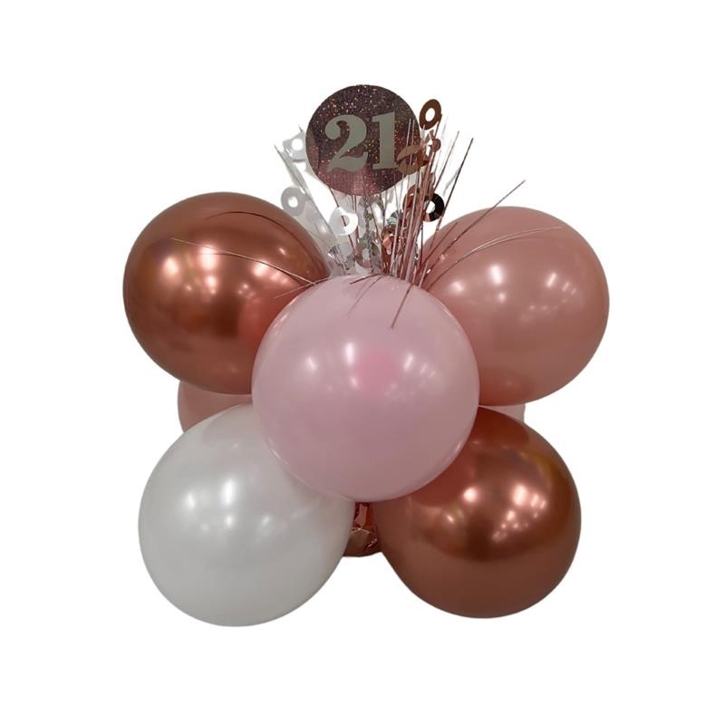 Balloon Arrangement 21st Centrepiece With Topiarys