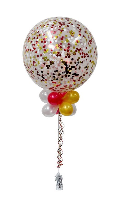 Balloon Arrangement 90cm Latex Confetti With Topiary 178