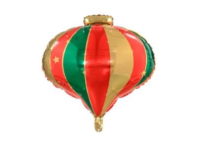 Balloon Foil 19 Xmas Bauble Gold Stripe Uninflated