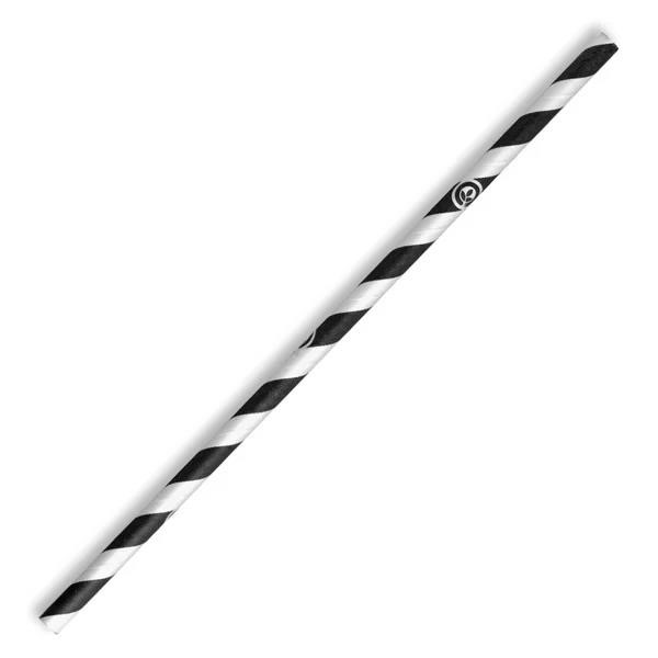 Biopak Paper Straws Regular Black Stripe 250PK
