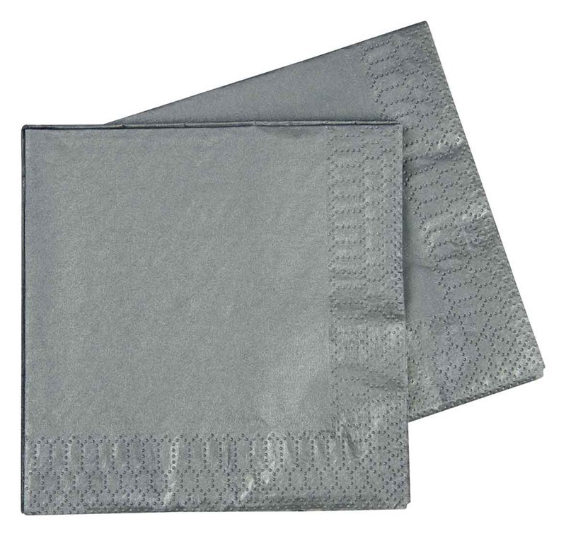 Five Star Napkins Cocktail 2Ply Metalic Silver 40 Pack