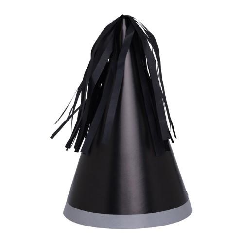 Five Star Party Hat With Tassel Topper Black 10 Pack