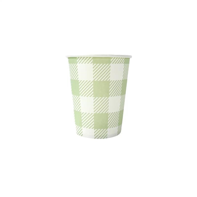 Gingham Green  Paper Cup 20pk