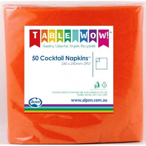 Orange Napkin Cocktail 24X24cm 50 Pack