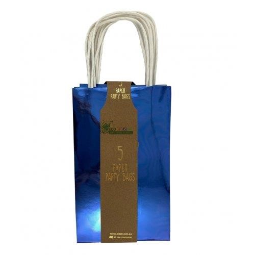 Paper Bag Metallic Blue 5PK