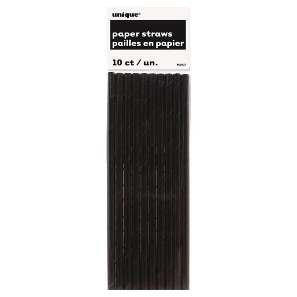 Paper Straws Black Foil 10PK