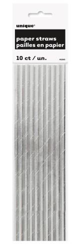 Silver Foil Paper Straws 10 Pack