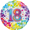 BALLOON FOIL 18 COLOURFUL CONFETTI 18TH UNINFLATED