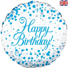 BALLOON FOIL 18 SPARK FIZZ BLUE HAPPY BIRTHDAY