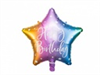 BALLOON FOIL 18 STAR CURSIVE HAPPY BIRTHDAY RAINBOW UNINFLATED