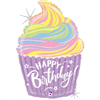 BALLOON FOIL 27 PASTEL BDAY CUPCAKE UNINFLATED