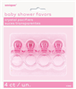 Baby Shower Pacifiers 2 Crystal Pink 4 Pack