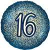 Balloon Foil 16 Glitter Navy Gold 16th Uninflated