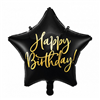 Balloon Foil 16 Star Cursive Happy Birthday Black Uninflated