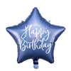 Balloon Foil 16 Star Cursive Happy Birthday Navy Uninflated 