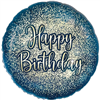 Balloon Foil 18 Glitter Navy Happy Birthday Uninflated