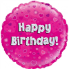 Balloon Foil 18 Happy Birthday Pink Holographic Uninflated