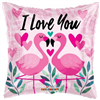 Balloon Foil 18 I Love You Flamingo Uninflated