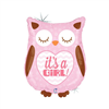 Balloon Foil 26 Its A Girl Baby Owl Uninflated