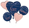 Balloon Foil Bouquet Navy Love 5Pk Uninflated