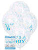 Balloons Clear Its a Boy Print with Blue Confetti 6 Pack