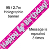 Banner Foil 4th Pink Happy Birthday Oakwood