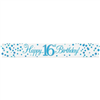 Banner Foil Spark Fizz Blue Happy 16th Birthday