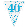 Bunting 40th Birthday Spark Fizz Blue 39m