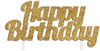 Cake Topper Happy Birthday Gold Glitter