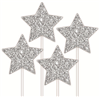 Cake Topper Stars Silver 4 Pack