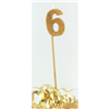 Candle 6 Long Pick Gold Glitter