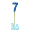 Candle 7 Long Pick Blue Glitter