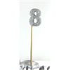 Candle 8 Long Pick Silver Glitter