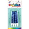 Candles Jumbo Metallic Blue WHolder 8Pk 431153