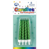 Candles Jumbo Metallic Green WHolder 8Pk 431158