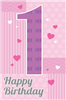 Card Girl 1st Birthday Hearts