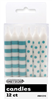 Dots  Stripes Candles Teal 12 Pack