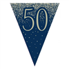 Flag Bunting Glitter Navy 50th