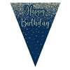 Flag Bunting Glitter Navy Happy Birthday