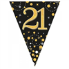 Flag Foil Bunting 21st Birthday Blk  Gold 39M