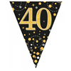 Flag Foil Bunting 40th Birthday Blk  Gold 39M