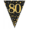 Flag Foil Bunting 80th Birthday Blk  Gold 39M