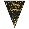 Flag Foil Bunting Happy Birthday Blk  Gold 39M