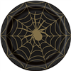 Halloween Blk  Gold Spider 9 Plate 8pk