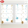 Hanging Star Swirls Blue Gold 6Pk